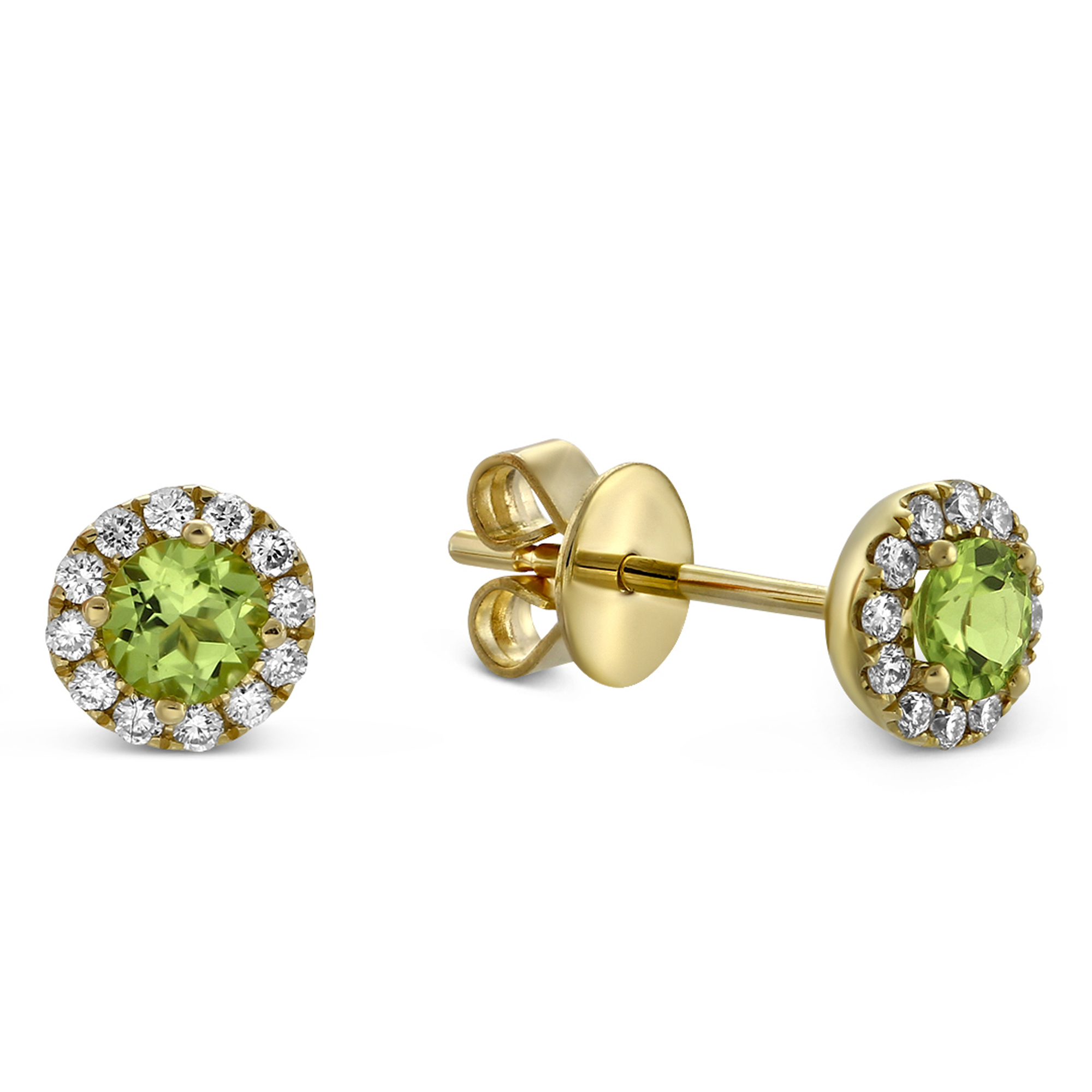 14K Yellow Gold Peridot & Diamond Halo Earrings | Borsheims