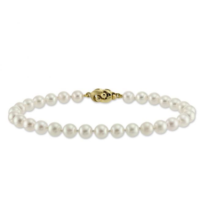 TARA Pearls Akoya Cultured Pearl Bracelet, 6.5x7mm in Yellow Gold