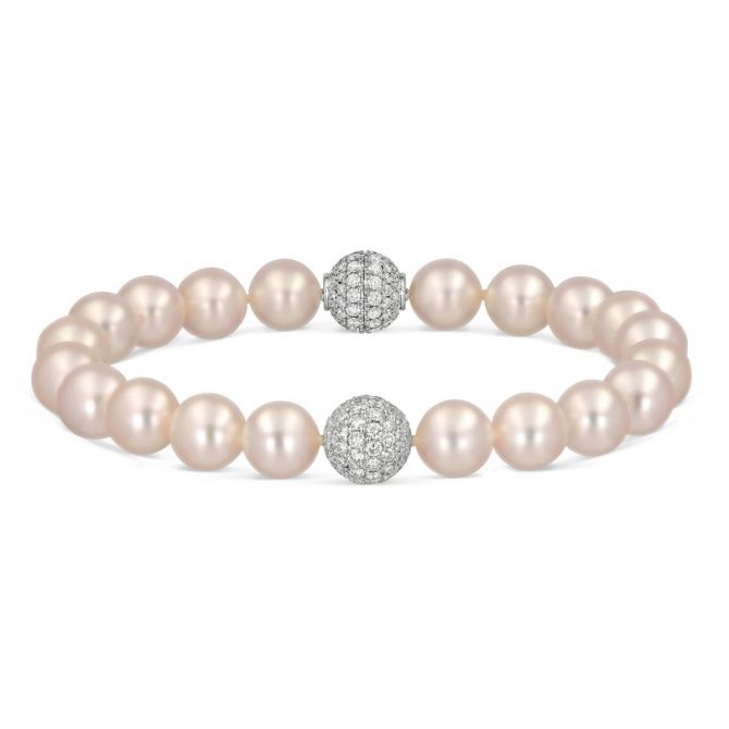 TARA Pearls Signature Collection 18K White Gold Diamond & White Cultured Pearl Bracelet