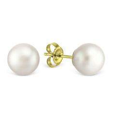 TARA Pearls Akoya Cultured Pearl 6 mm Stud Earrings in Yellow Gold
