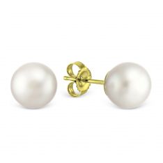 TARA Pearls Akoya Cultured Pearl 8 mm Stud Earrings in Yellow Gold