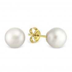 TARA Pearls Akoya Cultured Pearl Stud Earrings, 6.5x7mm in Yellow Gold