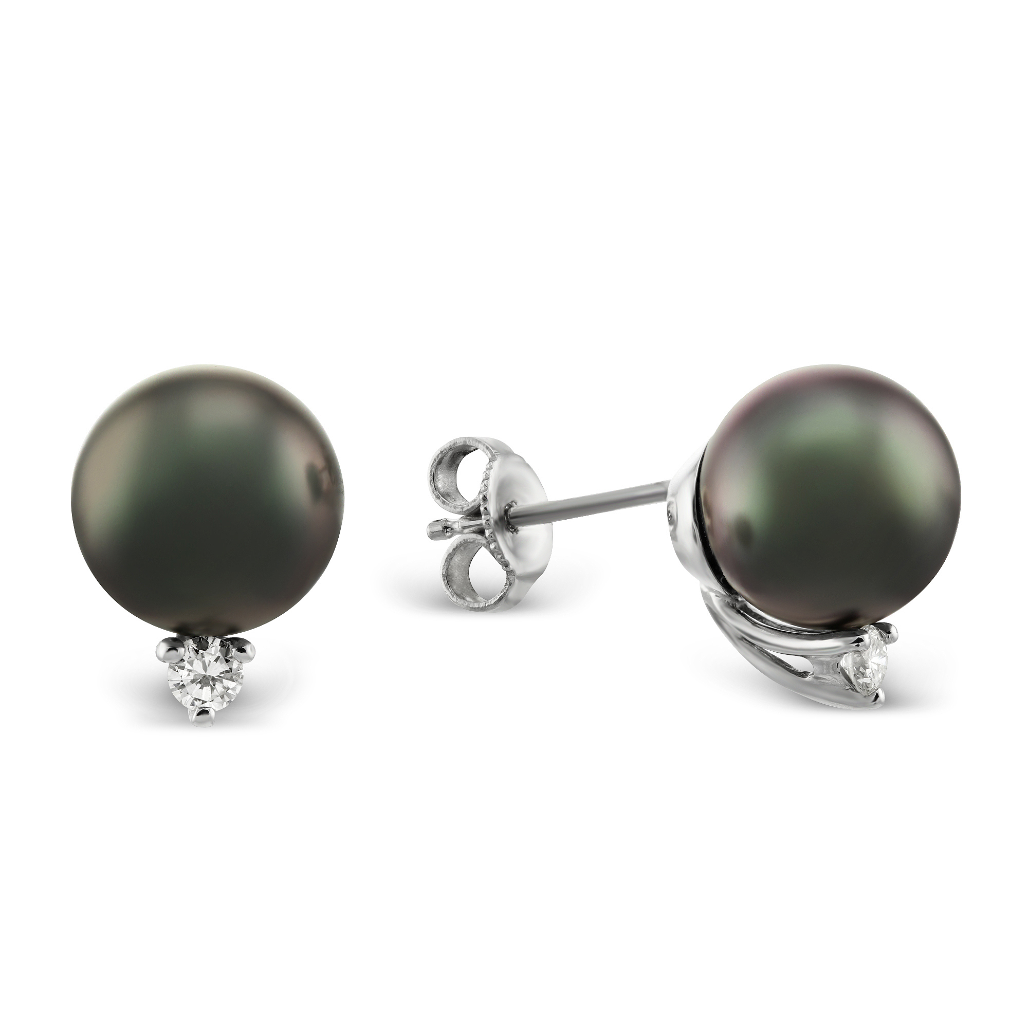 TARA Pearls Tahitian Cultured Pearl & Diamond Stud Earrings in White ...