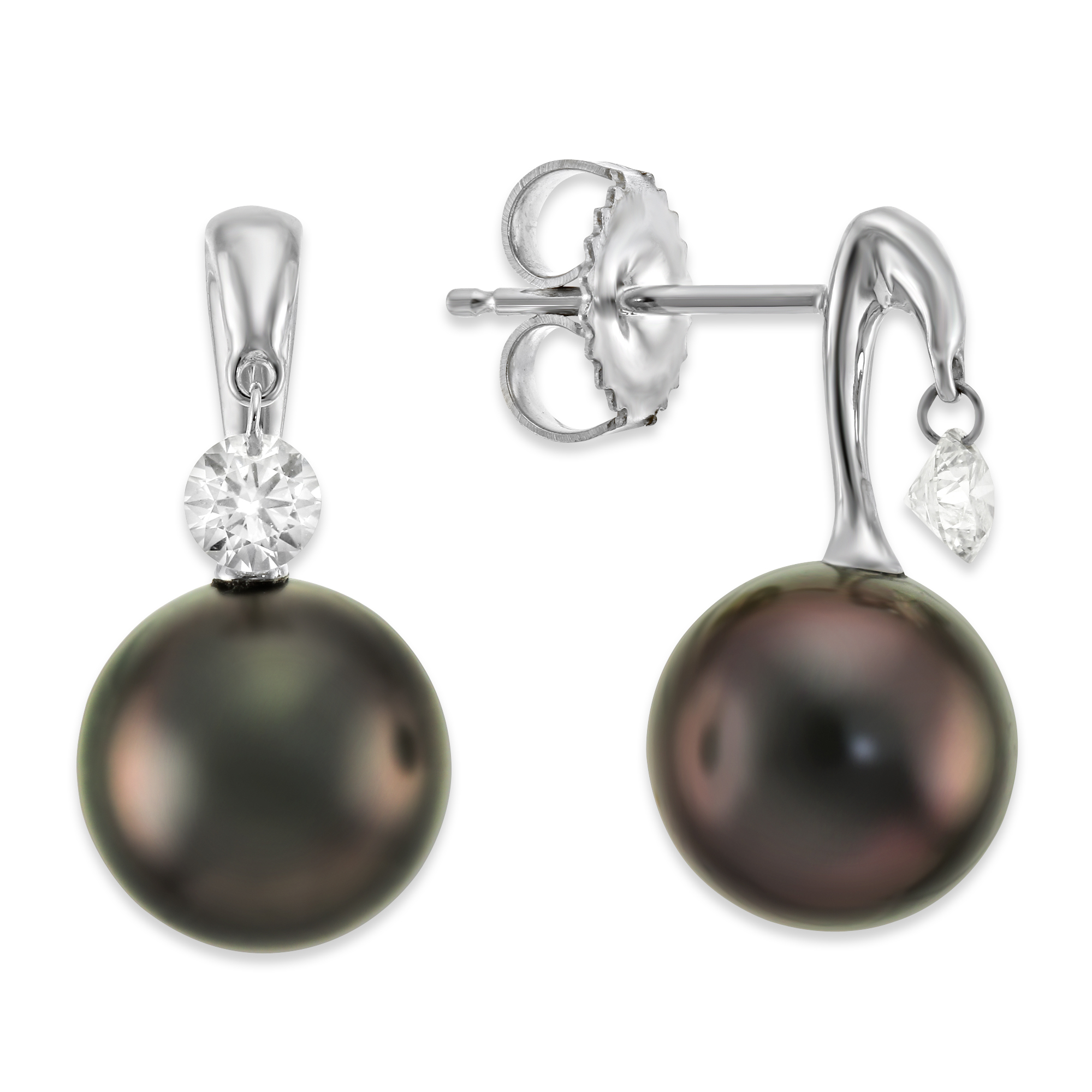 TARA Pearls Dancing Diamond Tahitian Cultured Pearl & Diamond Earrings ...