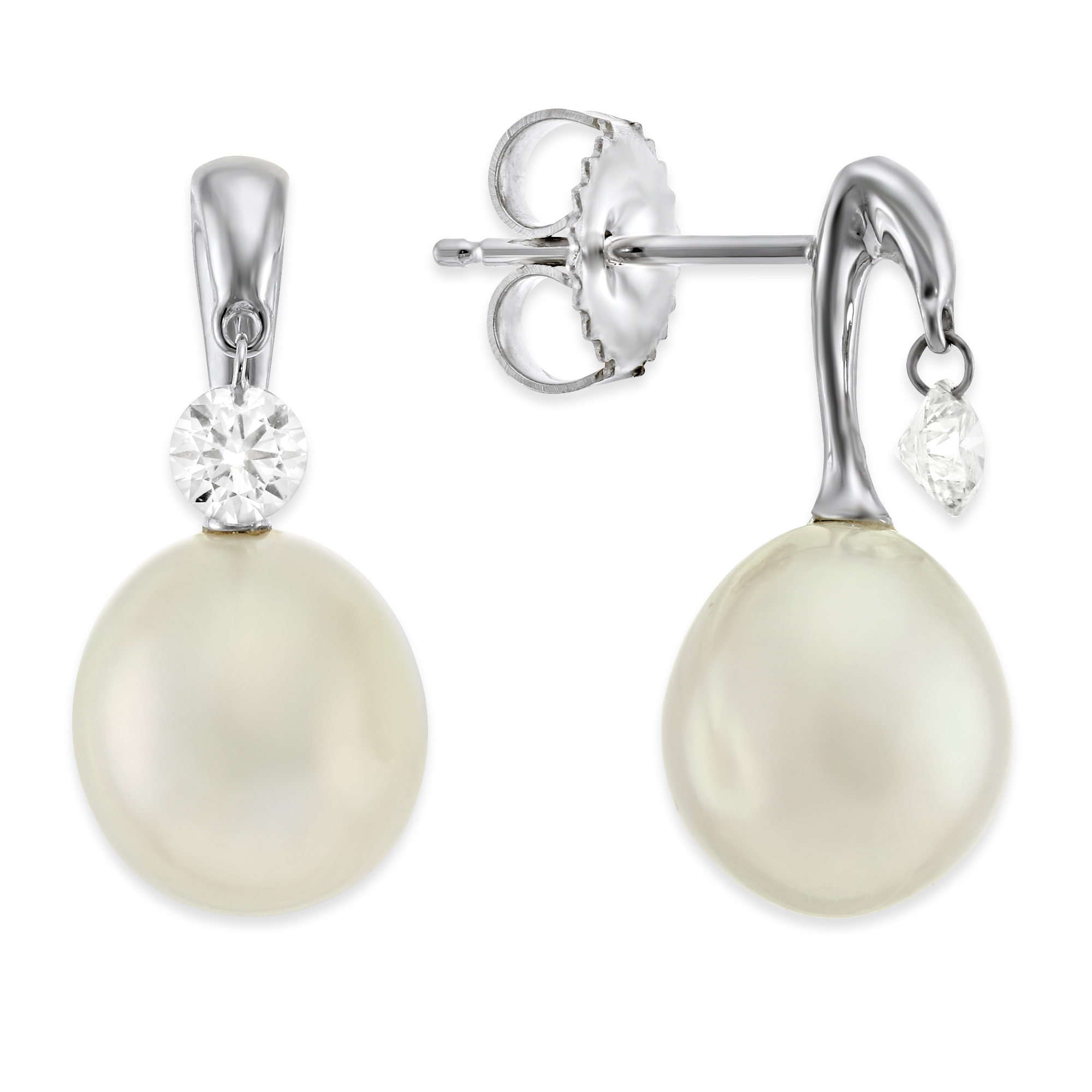 TARA Pearls Dancing Diamond & 9x10mm South Sea Cultured Pearl Earrings ...