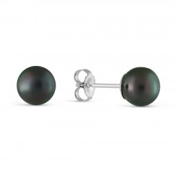 Image for TARA Pearls Black Cultured Pearl Stud Earrings, 7x7.5mm in White Gold