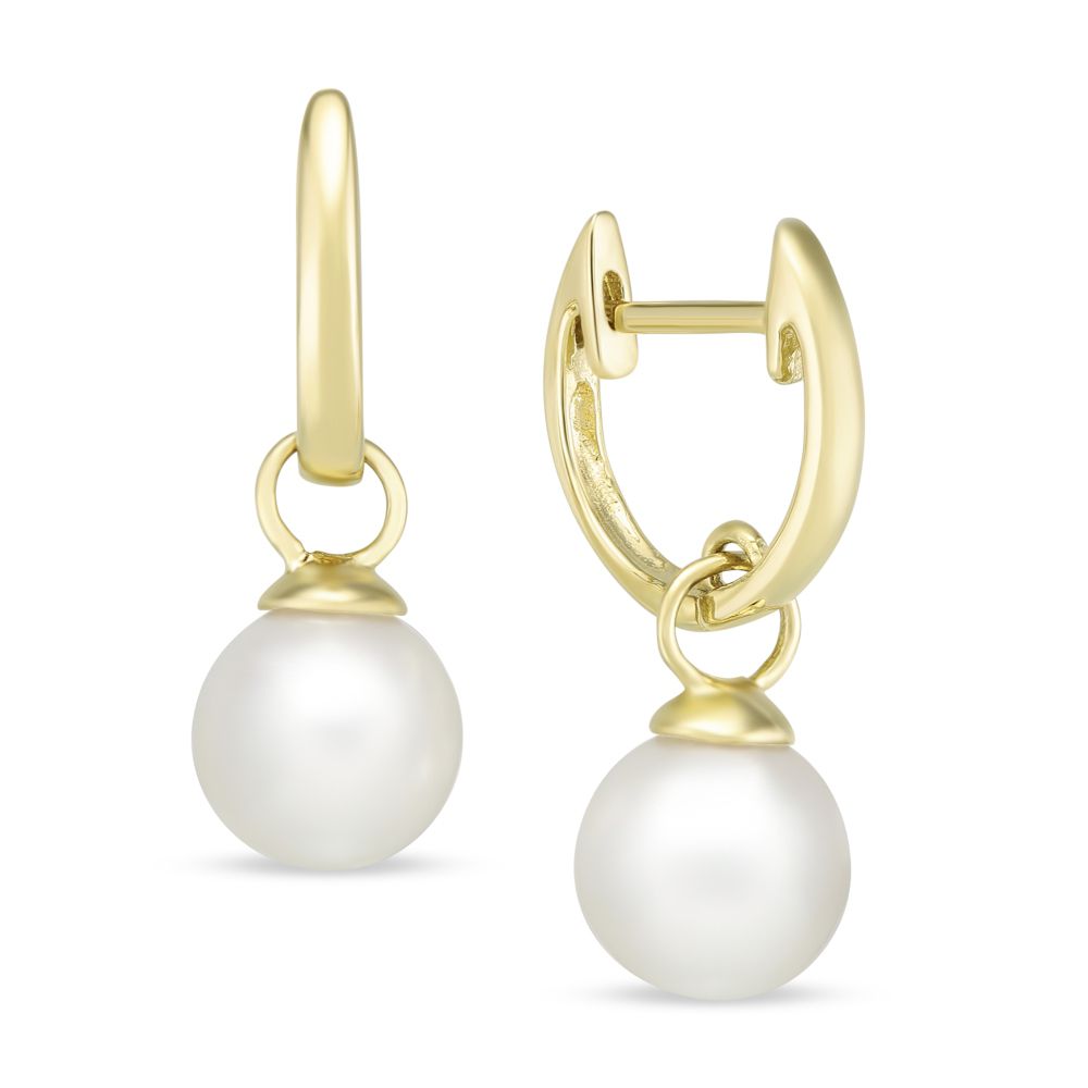 14K Yellow Gold White Cultured Pearl Drop Earrings | Borsheims