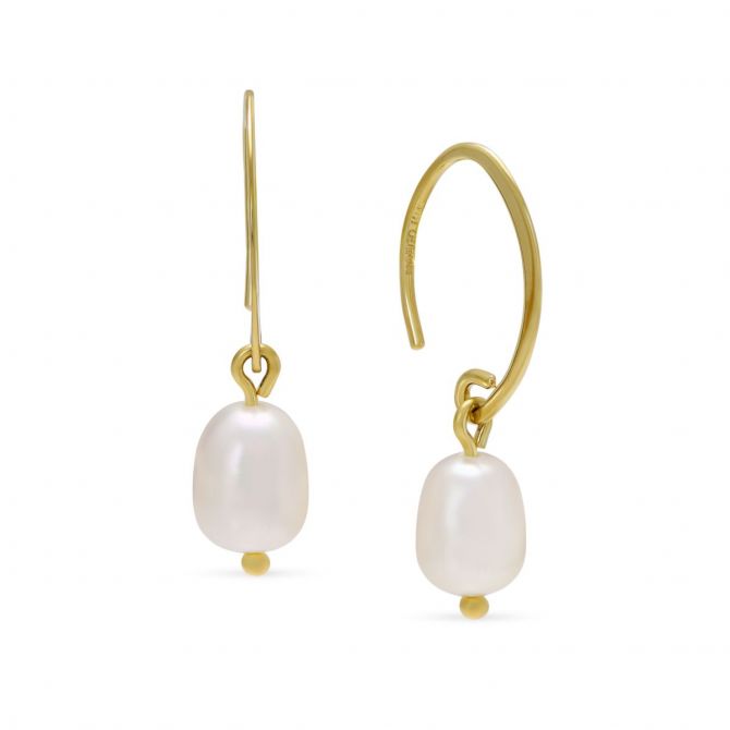 14K Yellow Gold Freshwater Cultured Pearl Dangle Earrings