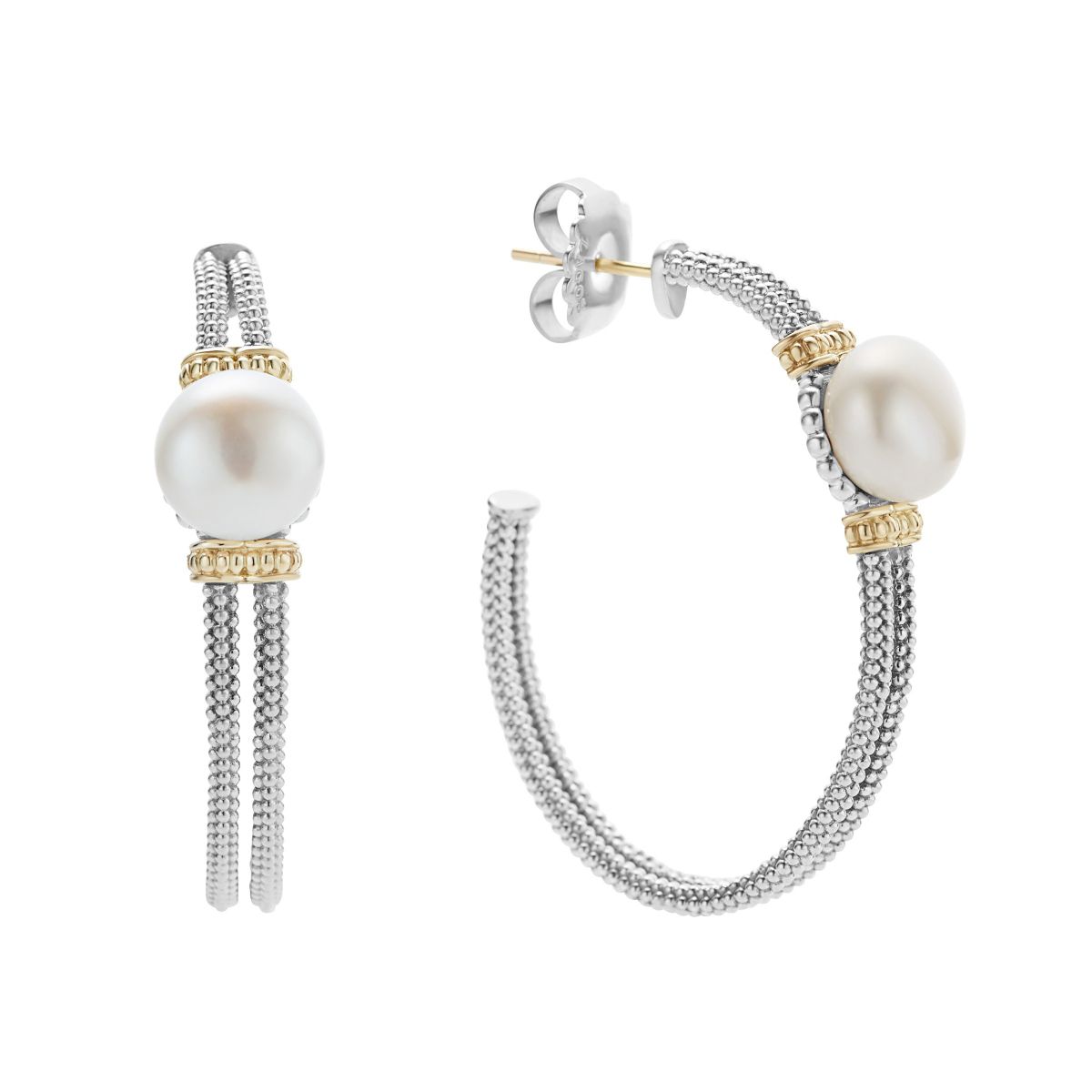 LAGOS Sterling Silver Luna Pearl Hoop Earrings | 01-81548-M | Borsheims