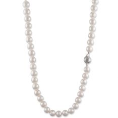 Akoya Cultured Pearl Strand, 7.5x8mm with White Gold & Diamond Clasp, 18" by TARA Pearls