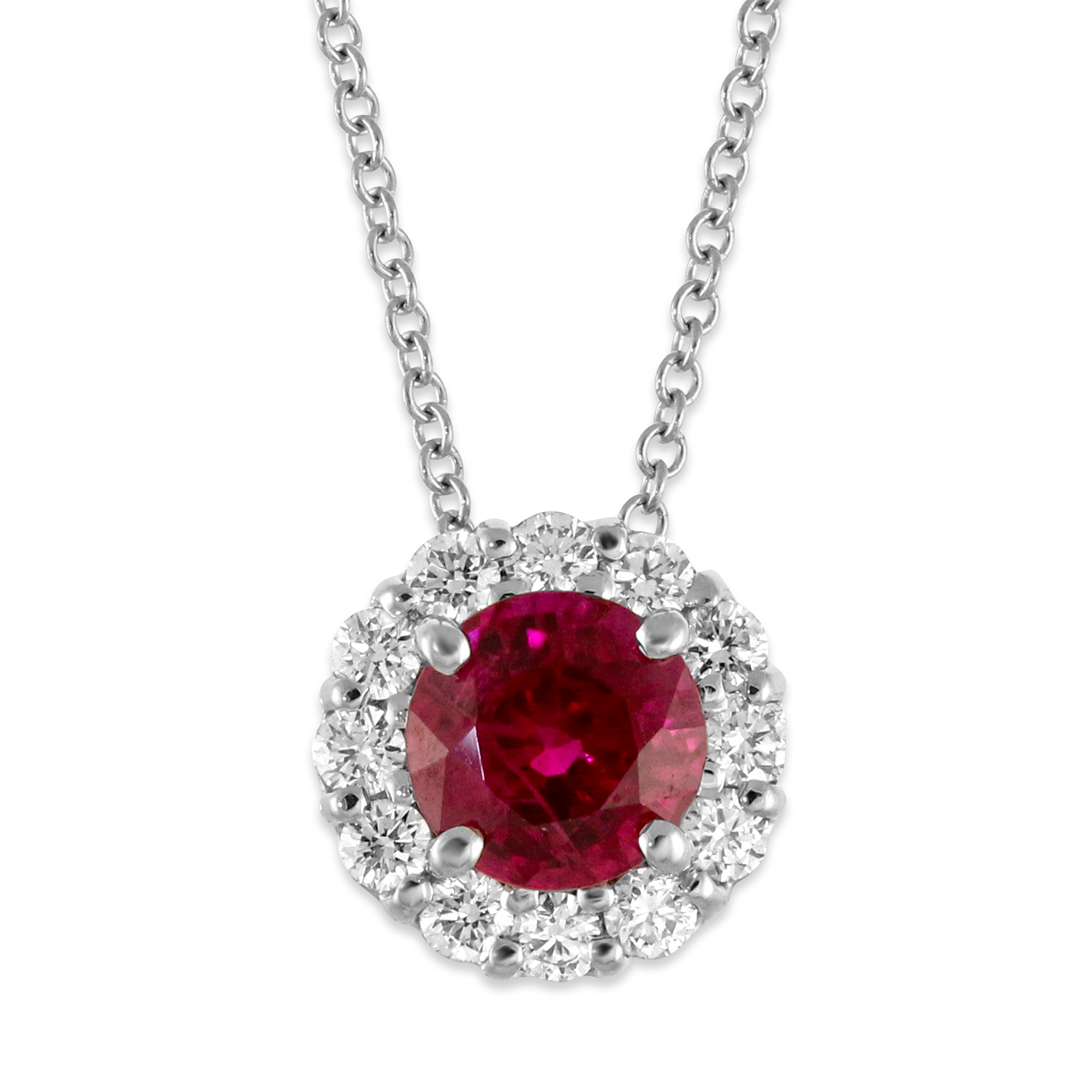 18K White Gold Ruby & Diamond Pendant, 16" | Borsheims