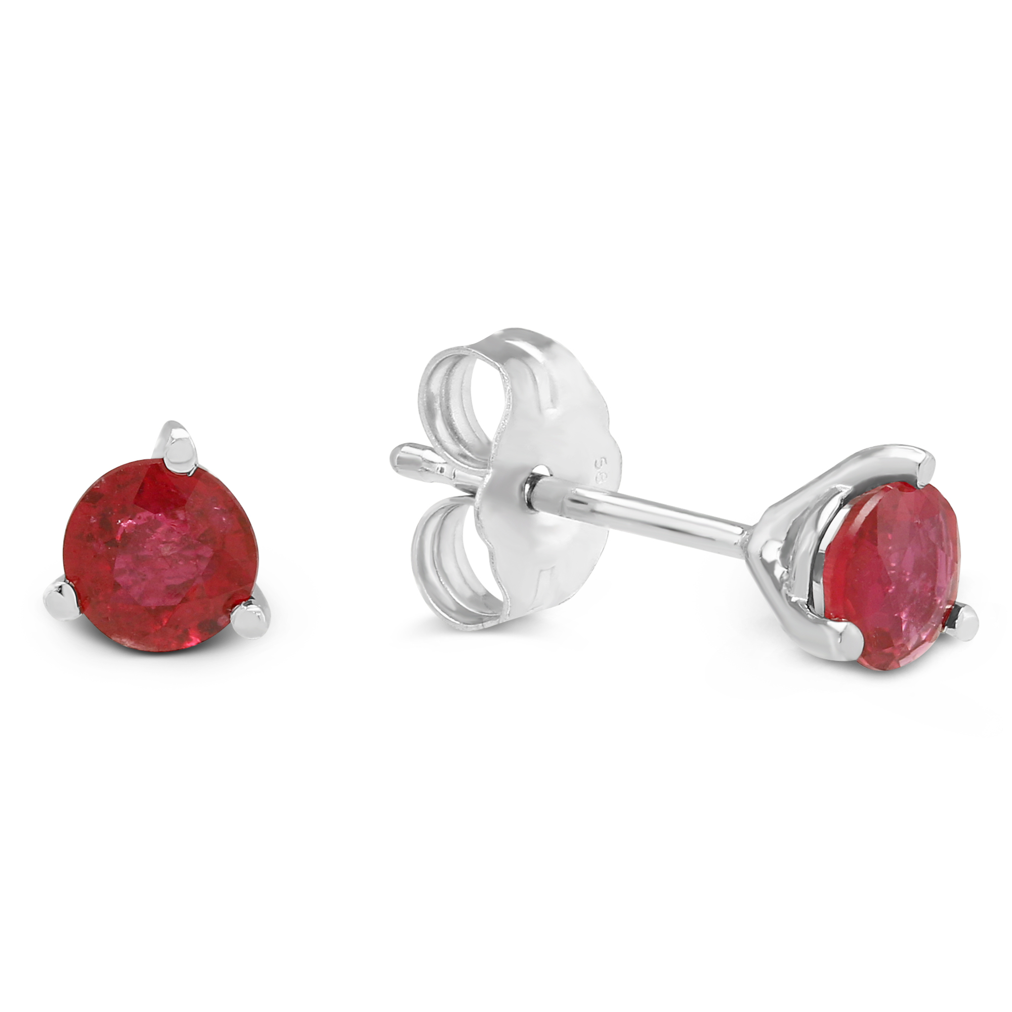 14K White Gold Round Ruby Stud Earrings, 4mm | Borsheims