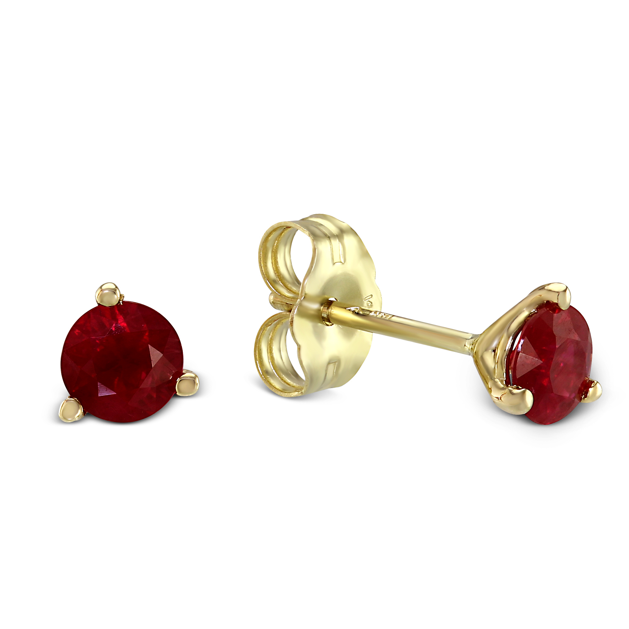 14K Yellow Gold Round Ruby Stud Earrings, 4mm | Borsheims