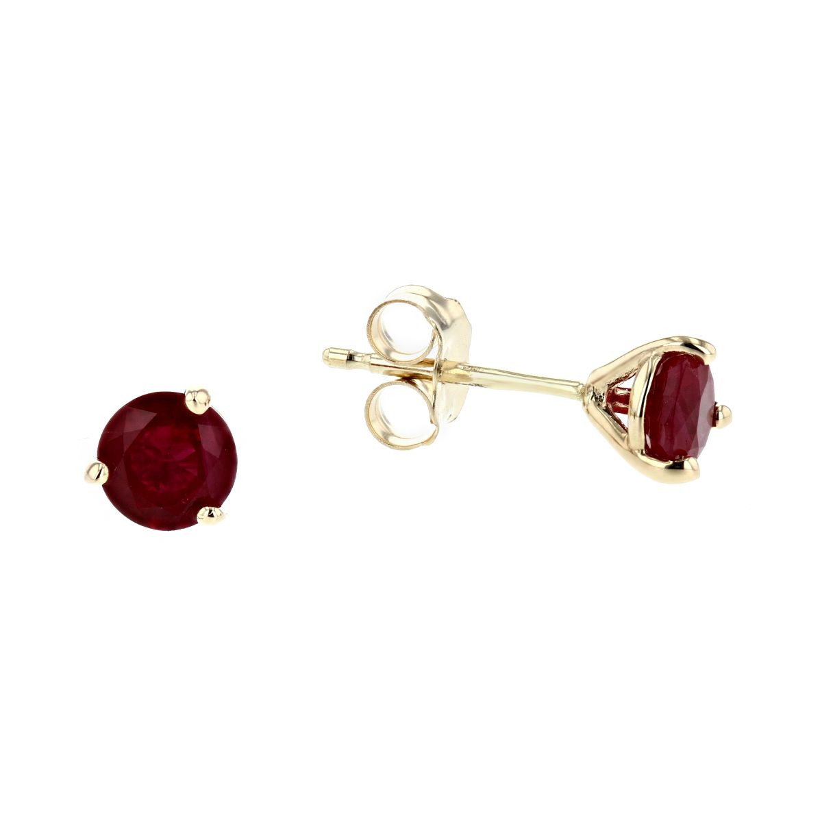 14K Yellow Gold Round Ruby Stud Earrings | Borsheims