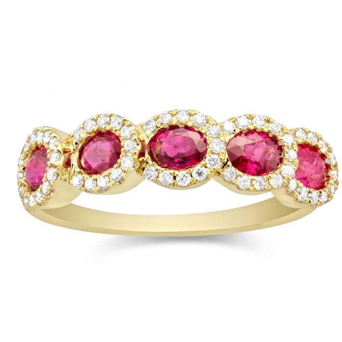 14K Yellow Gold Oval Ruby & Diamond Ring