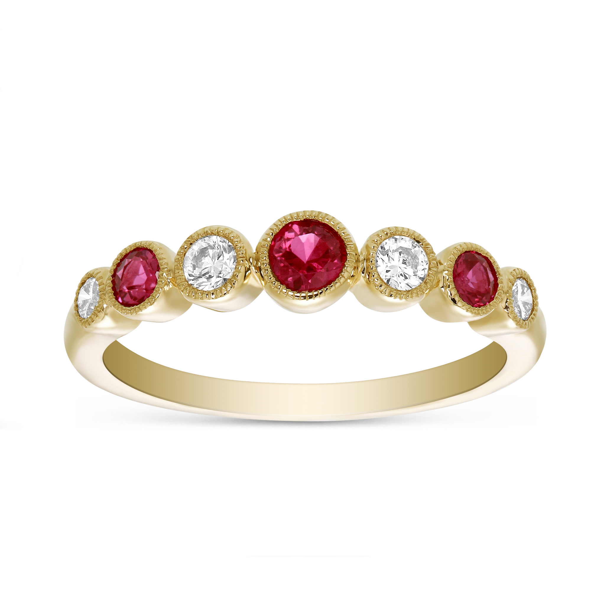 14K Yellow Gold Ruby & Diamond Bezel Set Ring, 0.22cttw | Borsheims