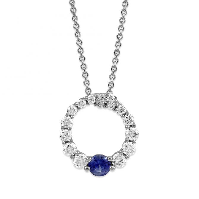 sapphire and diamond circle pendant