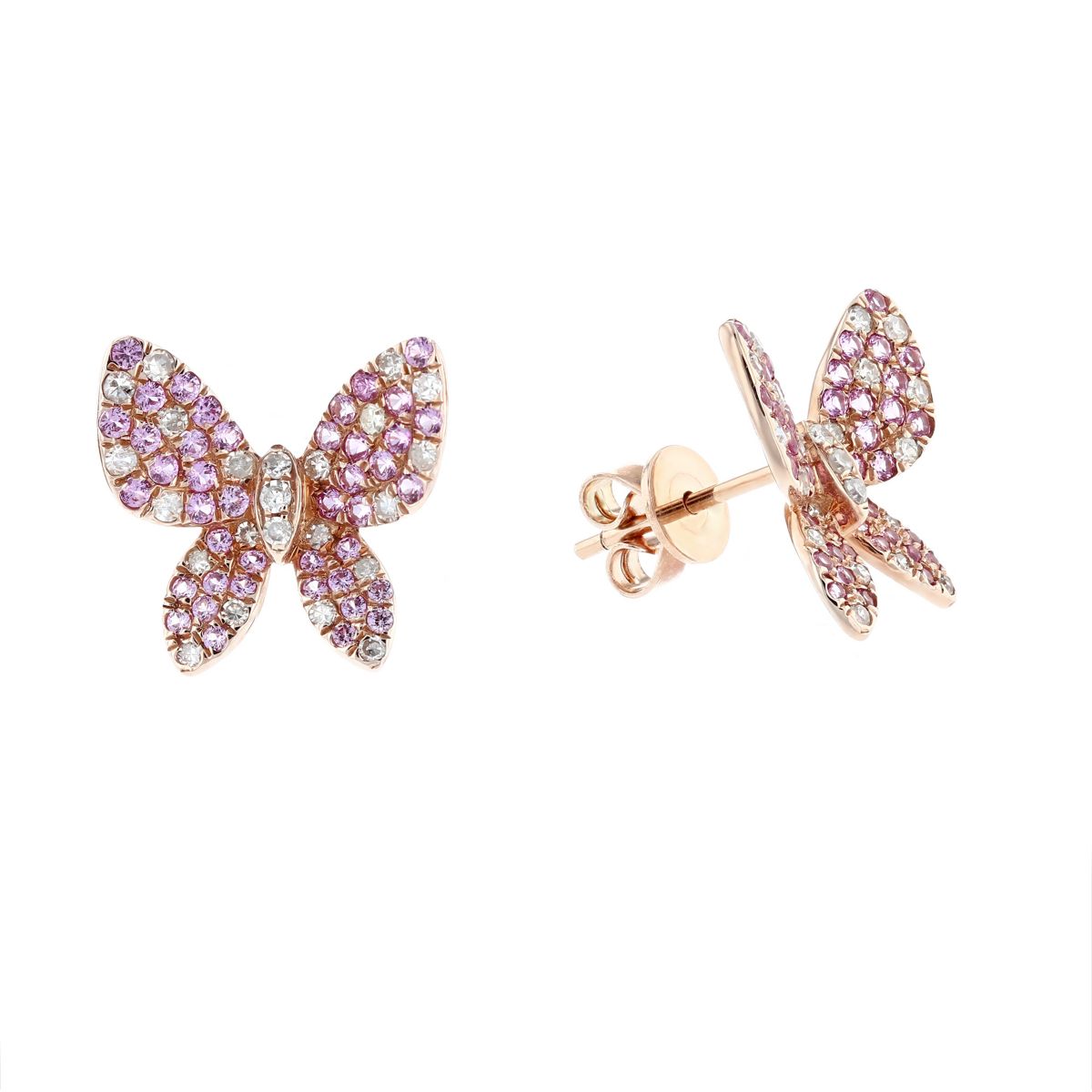 pink diamond butterfly earrings