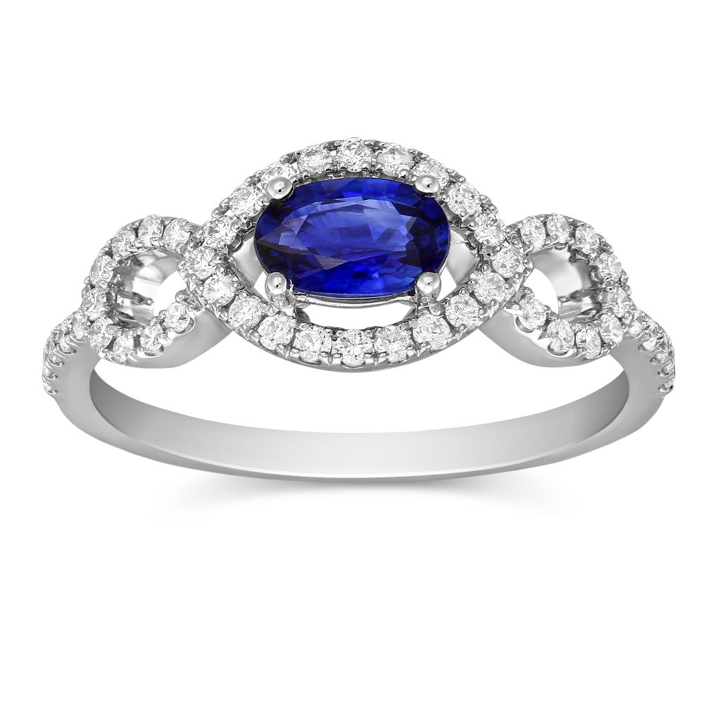 14K White Gold Oval Sapphire & Diamond Ring | Borsheims