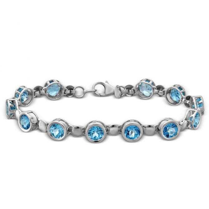 Sterling Silver Blue Topaz Bracelet, 7"