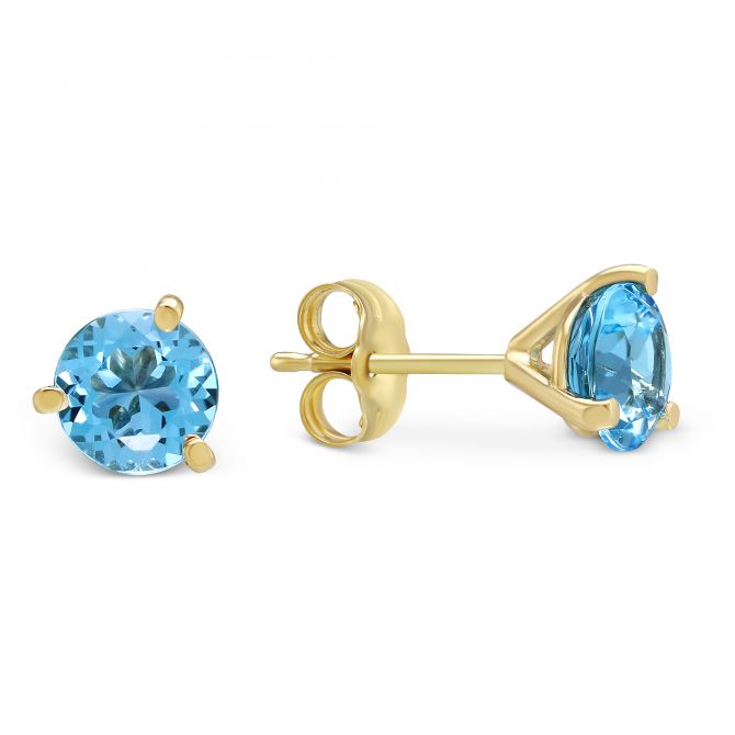 Blue topaz stud earrings store yellow gold