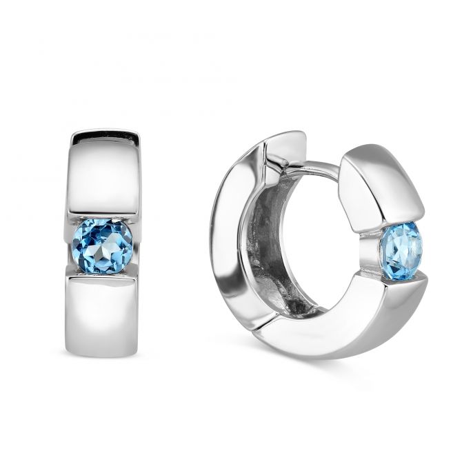 Sterling Silver Blue Topaz Hoop Earrings