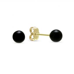 Image for 14K Yellow Gold Black Onyx Earrings, 5mm