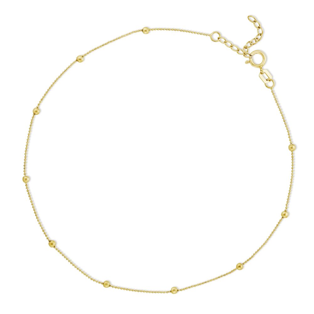 14K Yellow Gold Ankle Bracelet With Bead Stations | Borsheims