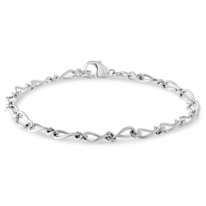 14K White Gold Figaro Link Bracelet, 7.25"