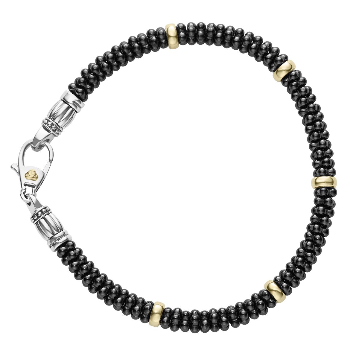 LAGOS Sterling Silver and 18K Yellow Gold Black Ceramic Caviar 5 ...