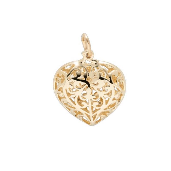 Rembrandt 14K Yellow Gold Filigree Heart Charm