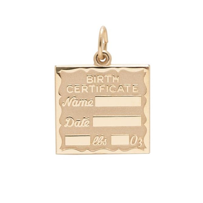 Rembrandt 14K Yellow Gold Birth Certificate Charm