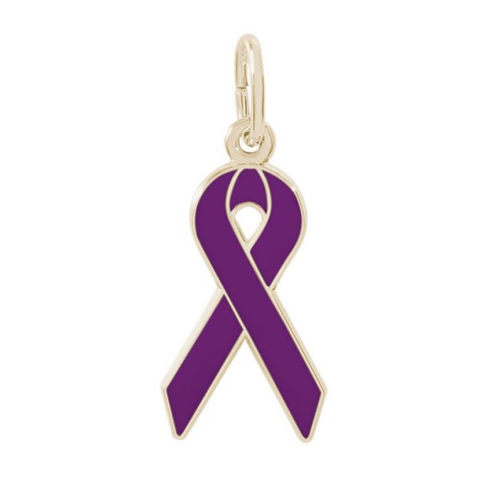 Rembrandt 14K Yellow Gold Purple Ribbon Charm