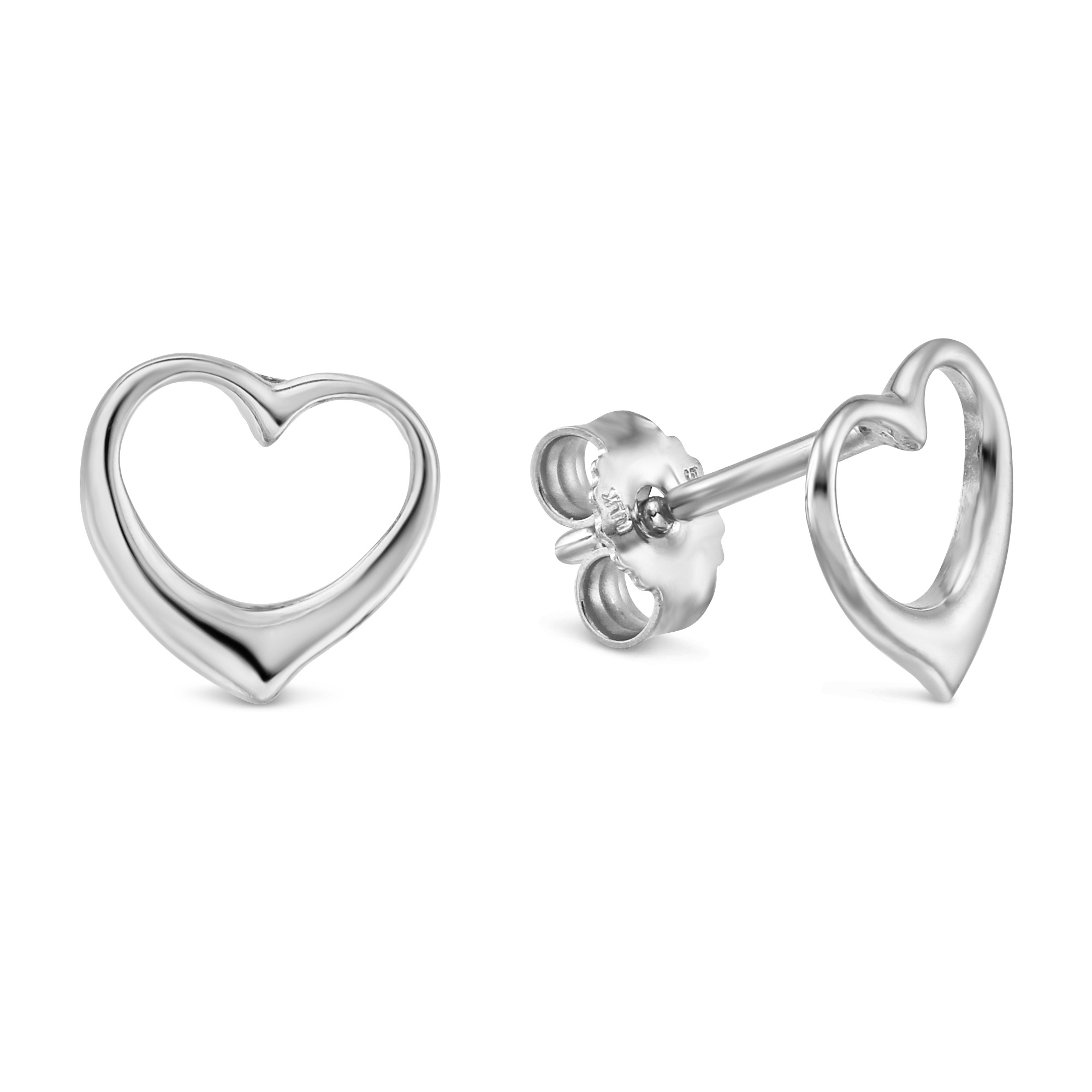 White Gold Small Open Heart Stud Earrings | Borsheims