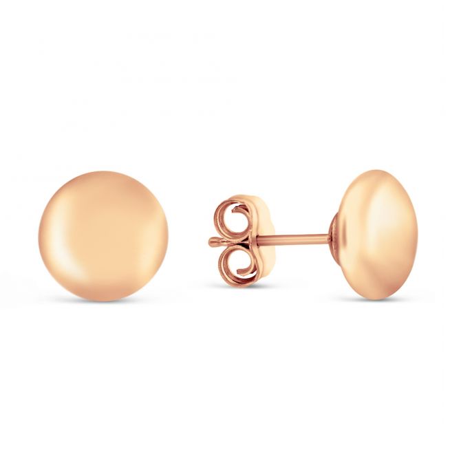 14K Rose Gold Flat Ball Stud Earrings, 8mm