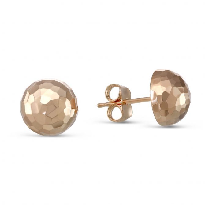 Rose Gold Faceted Dome Stud Earrings