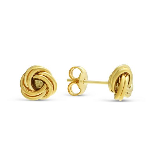 Yellow Gold Love Knot Stud Earrings 