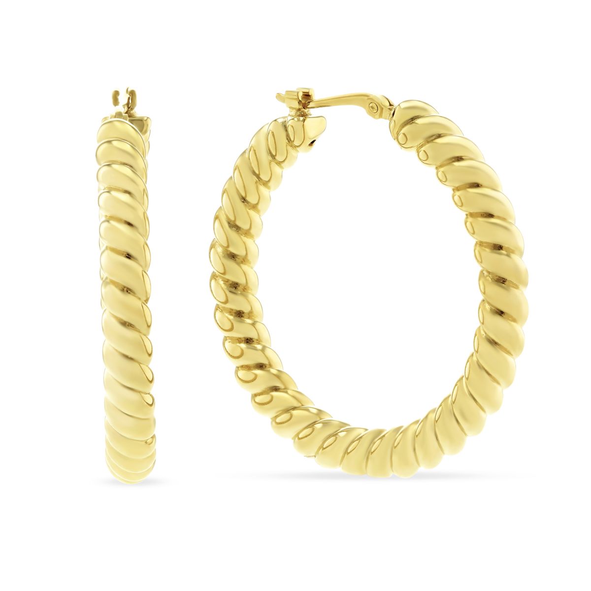 14K Yellow Gold Large Twisted Hoop Earrings | Borsheims