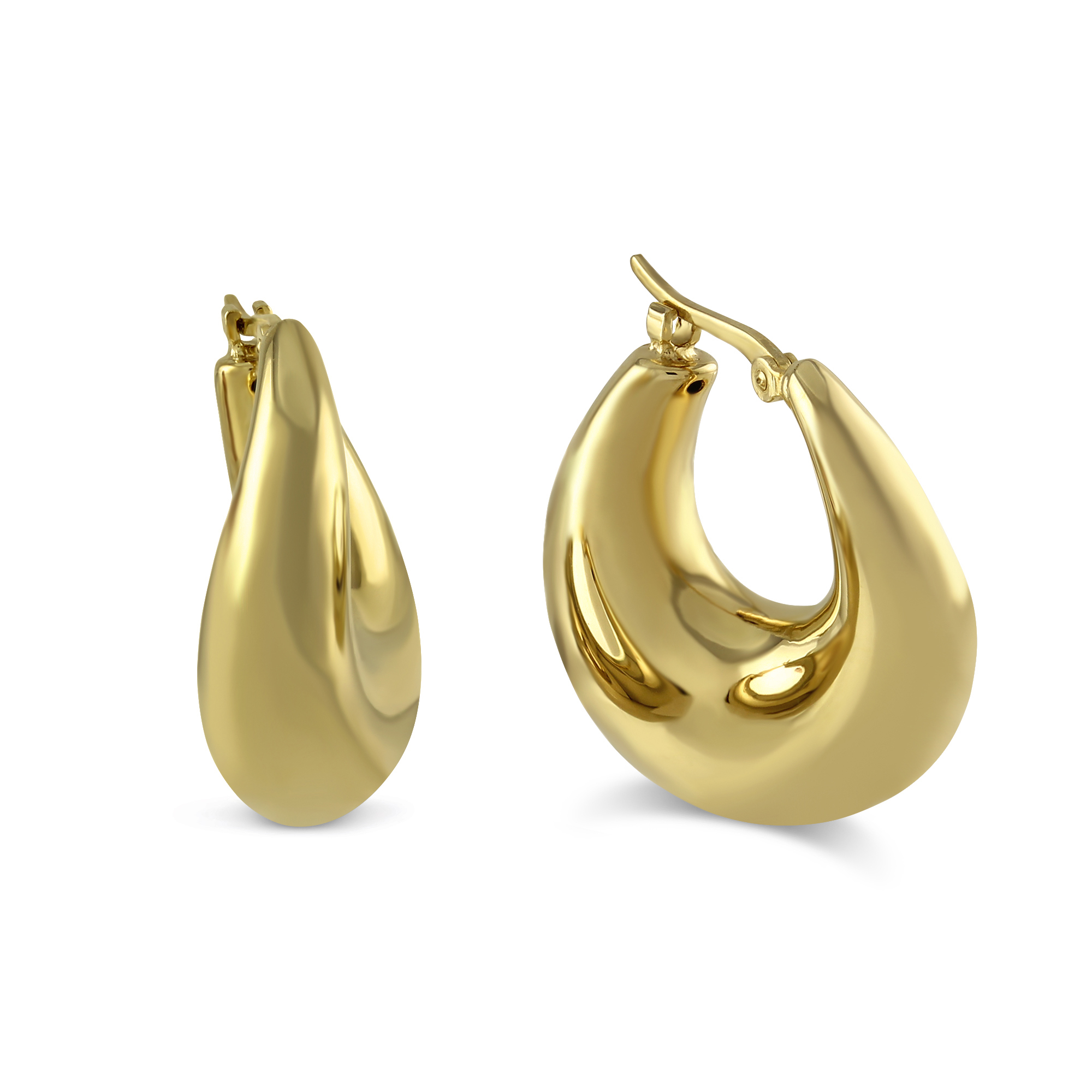 14K Small Round Puff Hoop Earrings | Borsheims