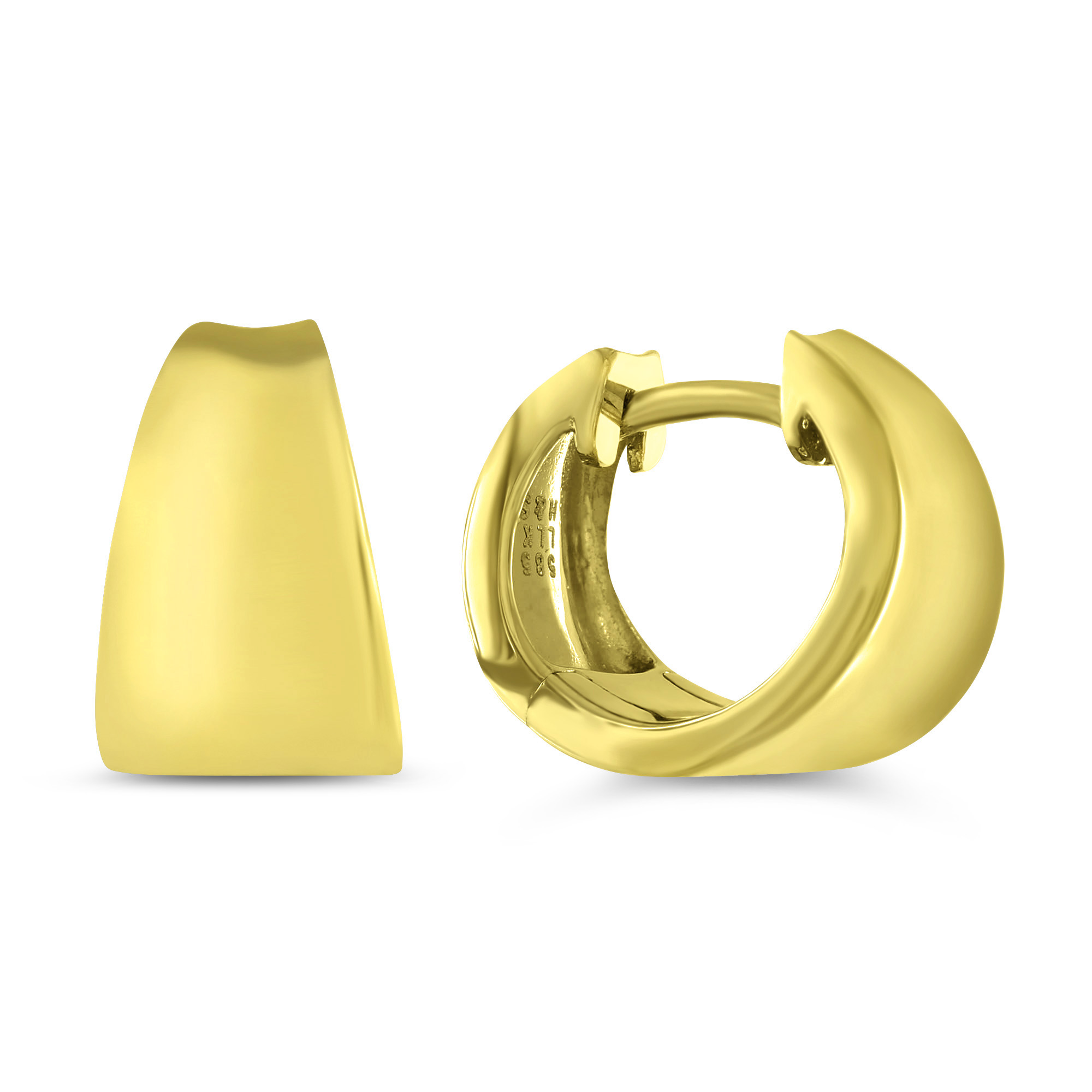 Yellow Gold Concave Tapered Huggie Hoop Earrings Borsheims