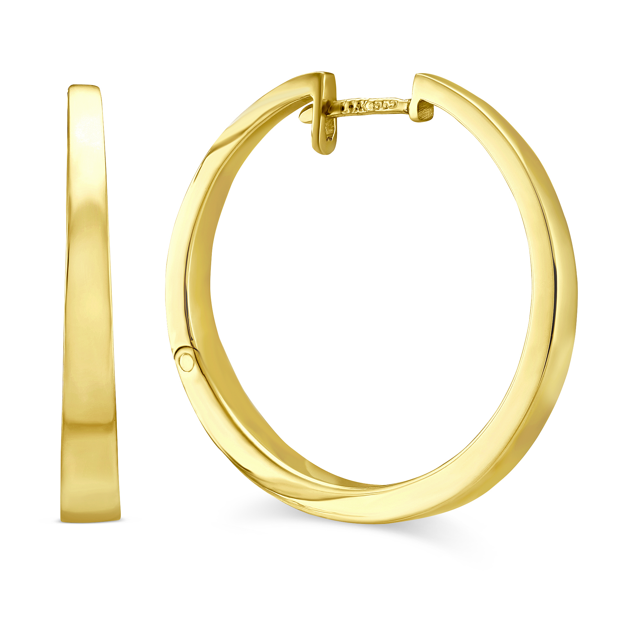 14K Yellow Gold Round Tapered Hoop Earrings | Borsheims