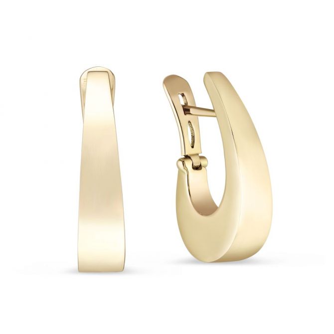 14K Yellow Gold Tapered J Hoop Earrings