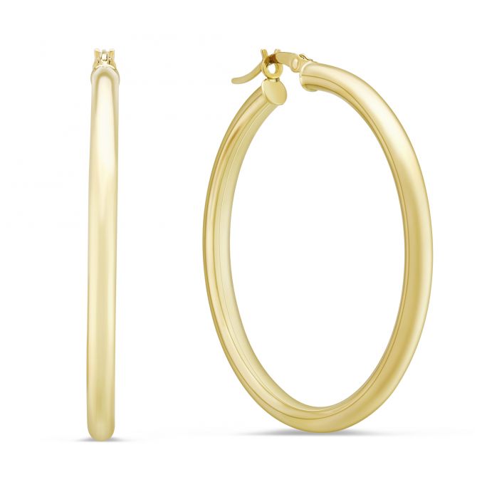 14K Yellow Gold Hoop Earrings, 40mm