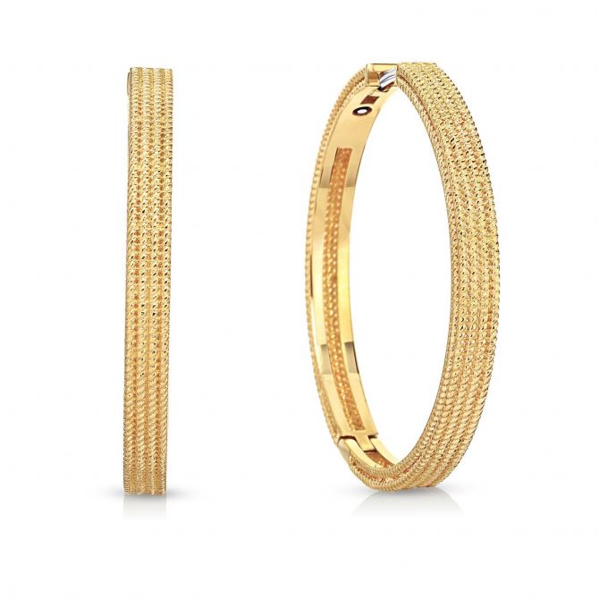 Roberto Coin Symphony Barocco Yellow Gold Medium Hoop Earrings