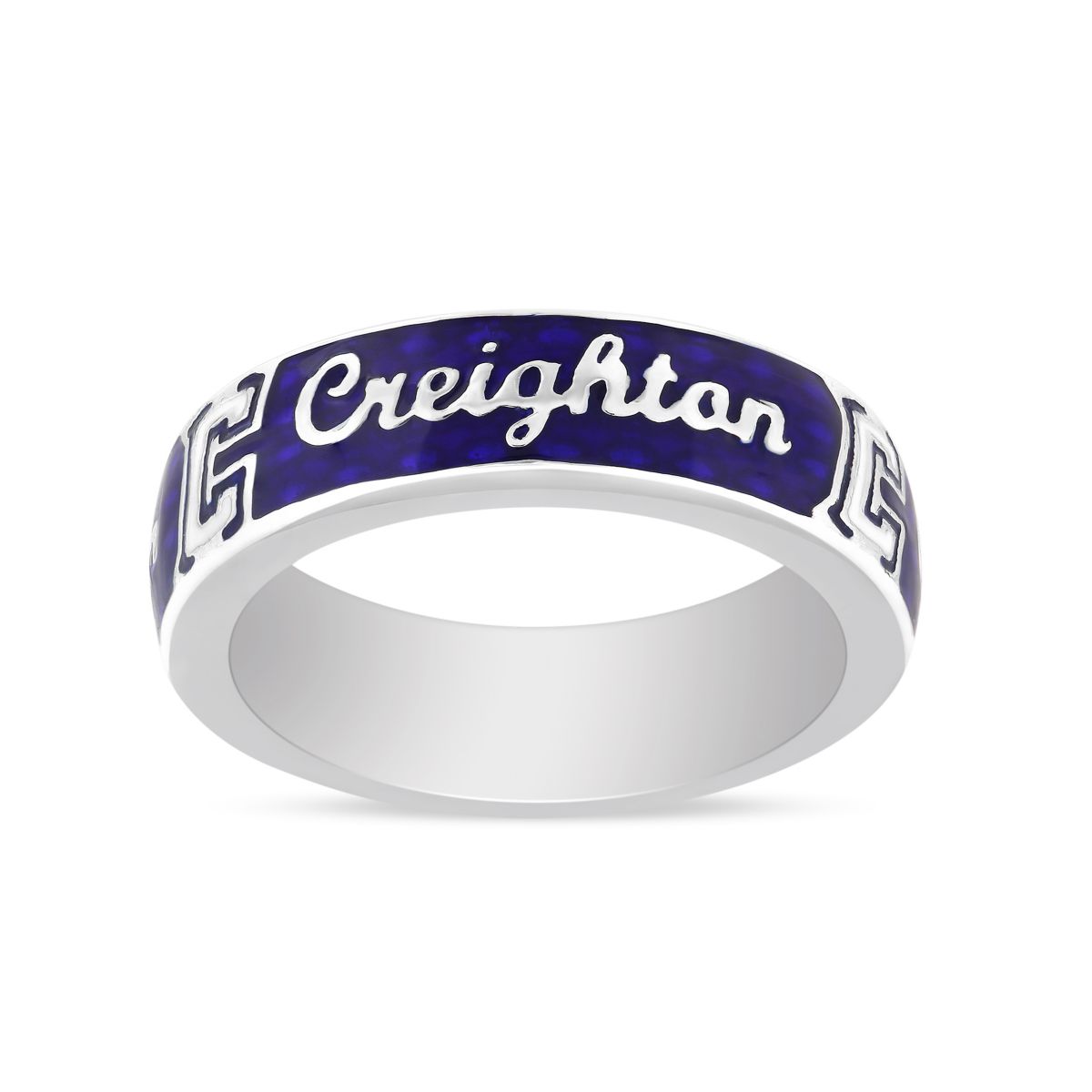 Creighton Bluejays Sterling Silver & Blue Enamel Ring, Size 8 | Borsheims