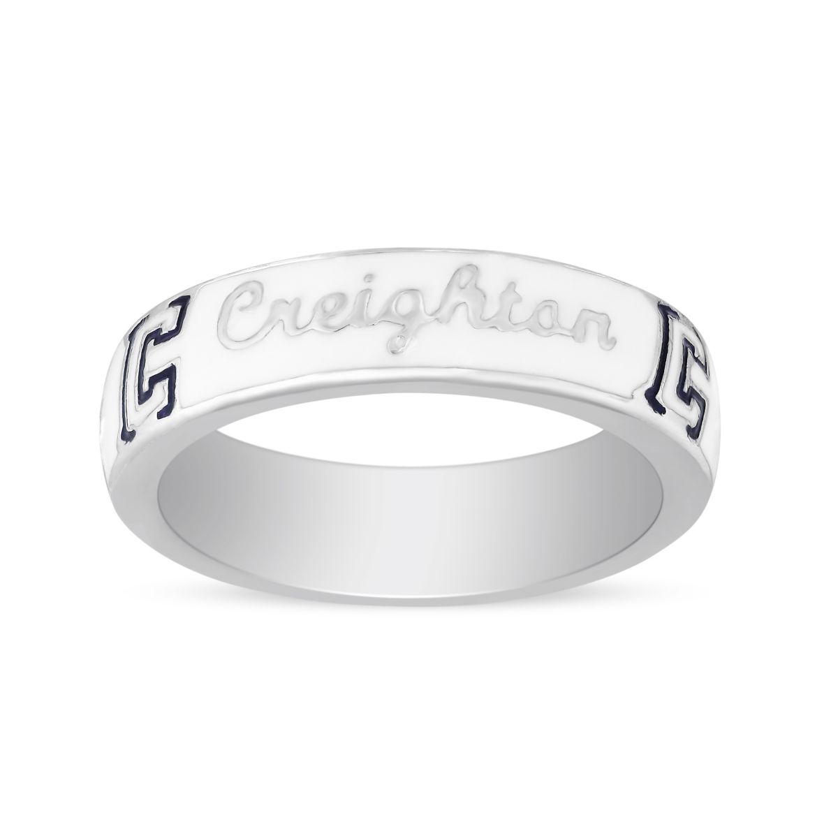 Creighton Bluejays Sterling Silver & White Enamel Ring, Size 5 | Borsheims