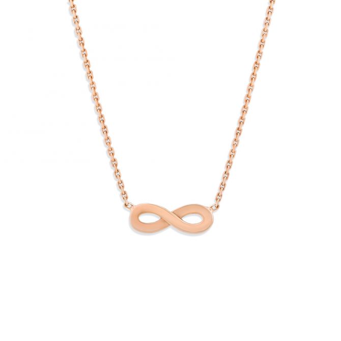 14K Rose Gold Infinity Necklace, 18"