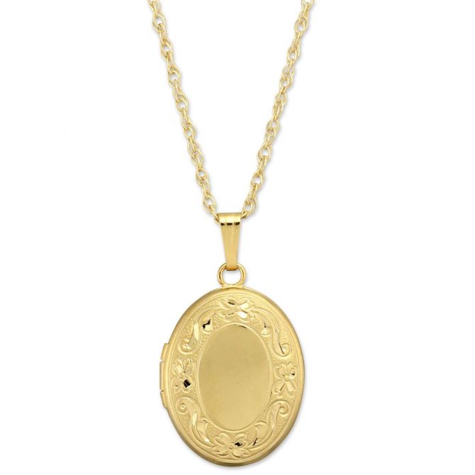 14K Yellow Gold Oval Locket, 18"