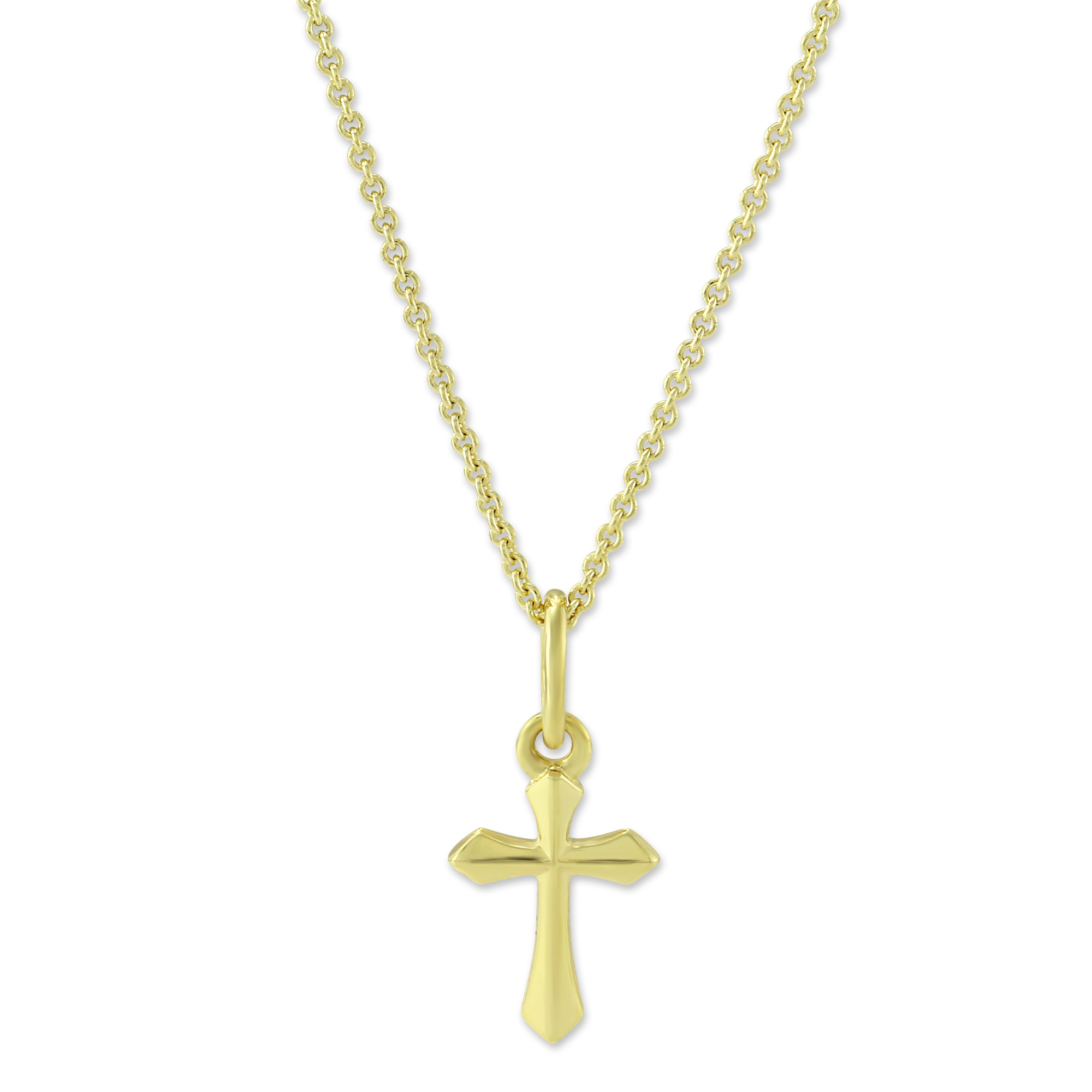 14K Yellow Gold Countoured Cross Pendant, 16-18