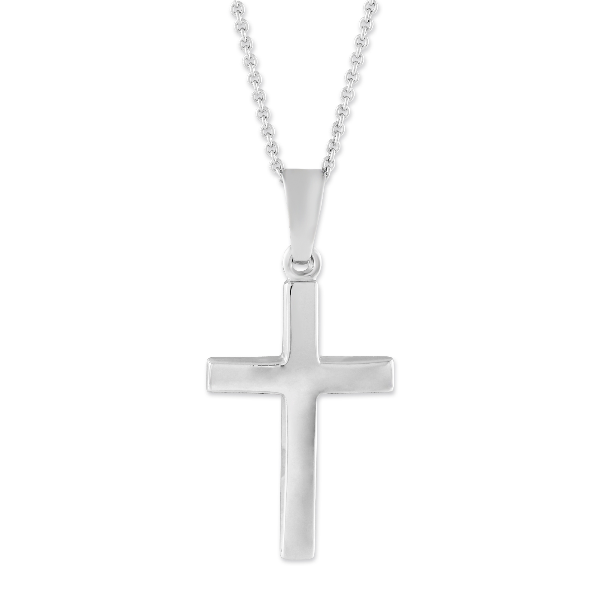 14K White Gold Cross Pendant With Adjustable Chain, 16-18